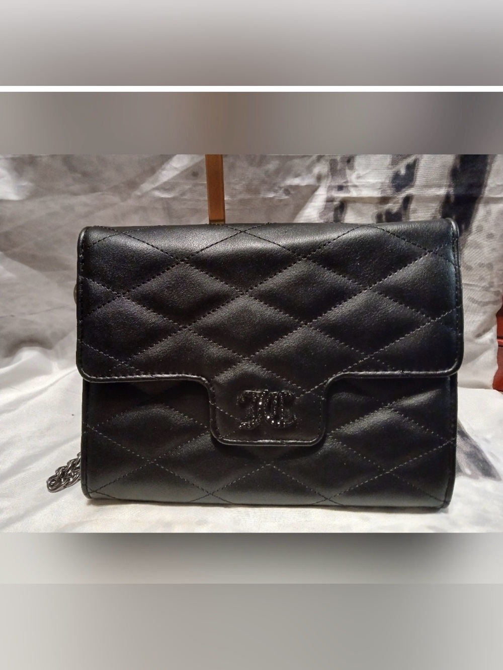 Juicy Couture Black Quilted wristlet Bag with Chain NWOT